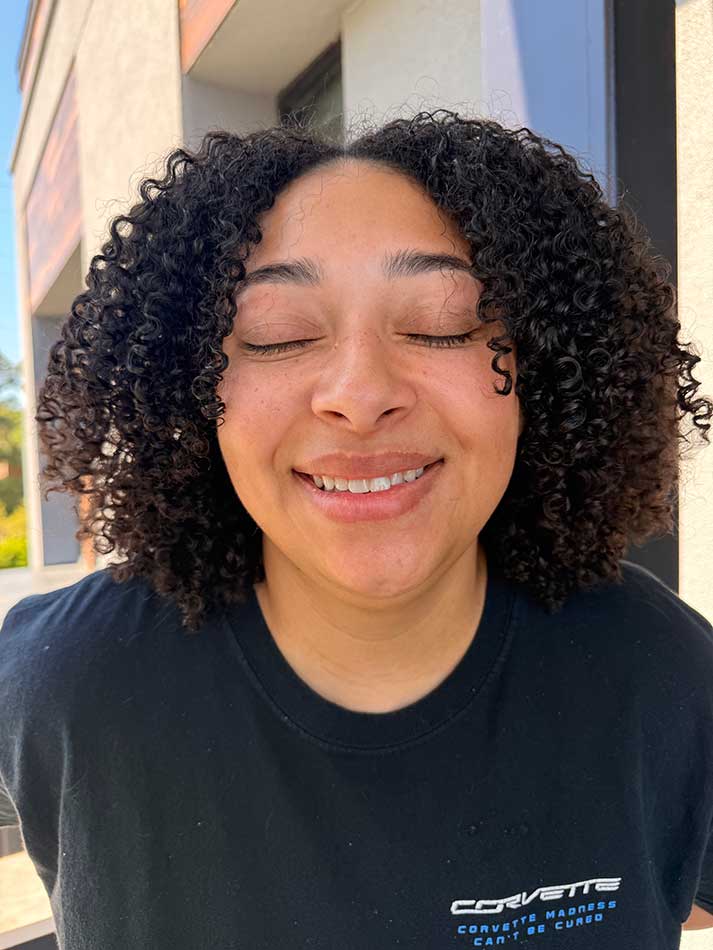 Woman after getting her hair done