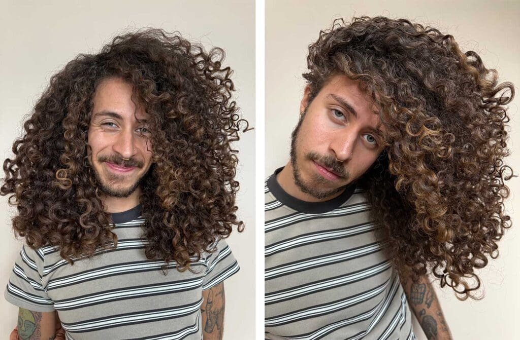 long curly hair style for men